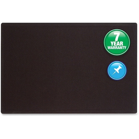 Quartet Fabric Bulletin Board, Frameless, Hardware Incld., 3'x2', Black QRT7683BK